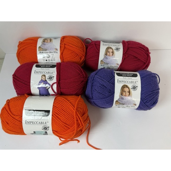 Loops & Threads Other - Loops & Threads Impeccable Yarn 4.5 Oz Lot of 5 Red Orange Purple